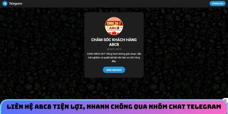 Liên hệ ABC8 tiện lợi, nhanh chóng qua nhóm chat telegram 